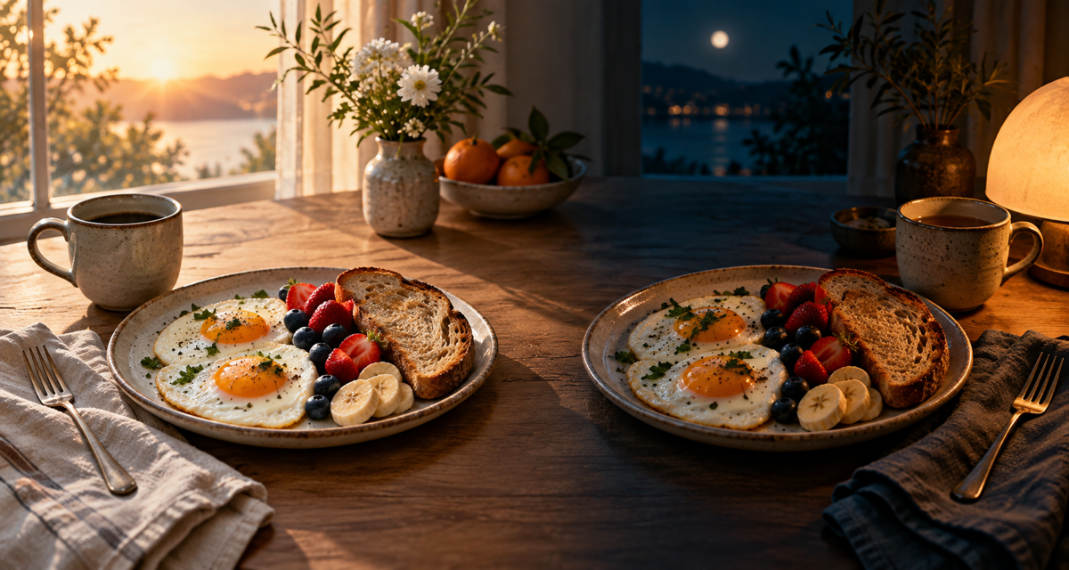 Generated editorial illustration for Chrononutrition: Why the Same Meal at 8am and 10pm Isn't the Same Meal.